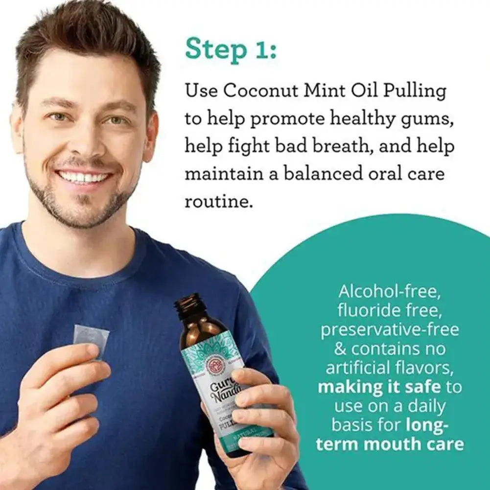 Coconut Mint Pulling Oil Mouthwash Alcohol-free Teeth Whitening Fresh Oral Breath Tongue Scraper Set Mouth Health Care